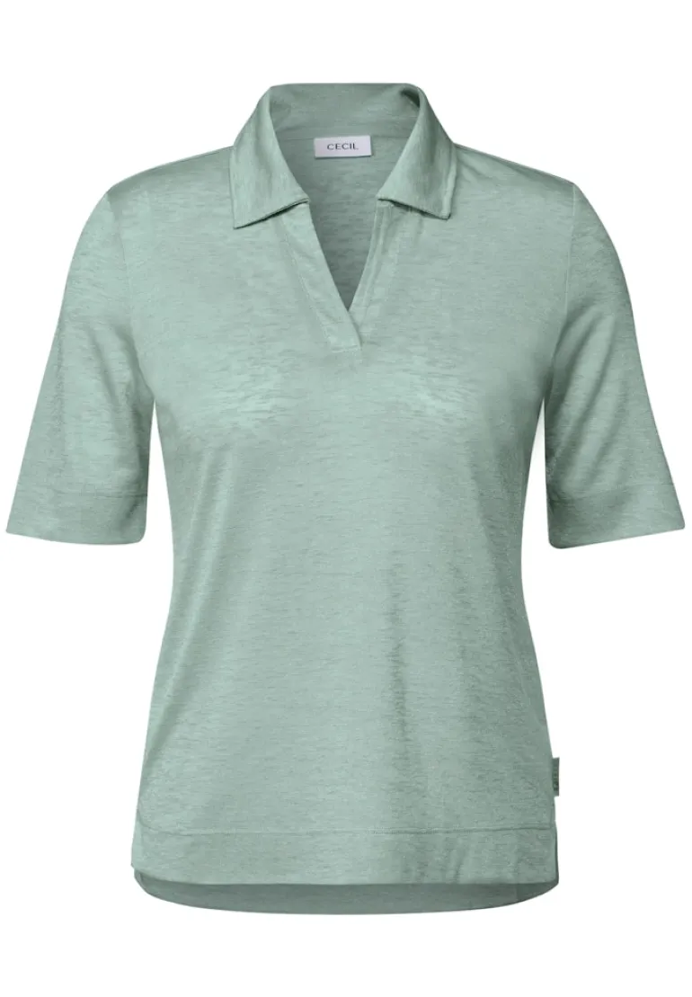 Poloshirt in Leinen-Optik ice sage green