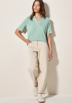 Poloshirt in Leinen-Optik ice sage green