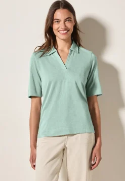 Poloshirt in Leinen-Optik ice sage green