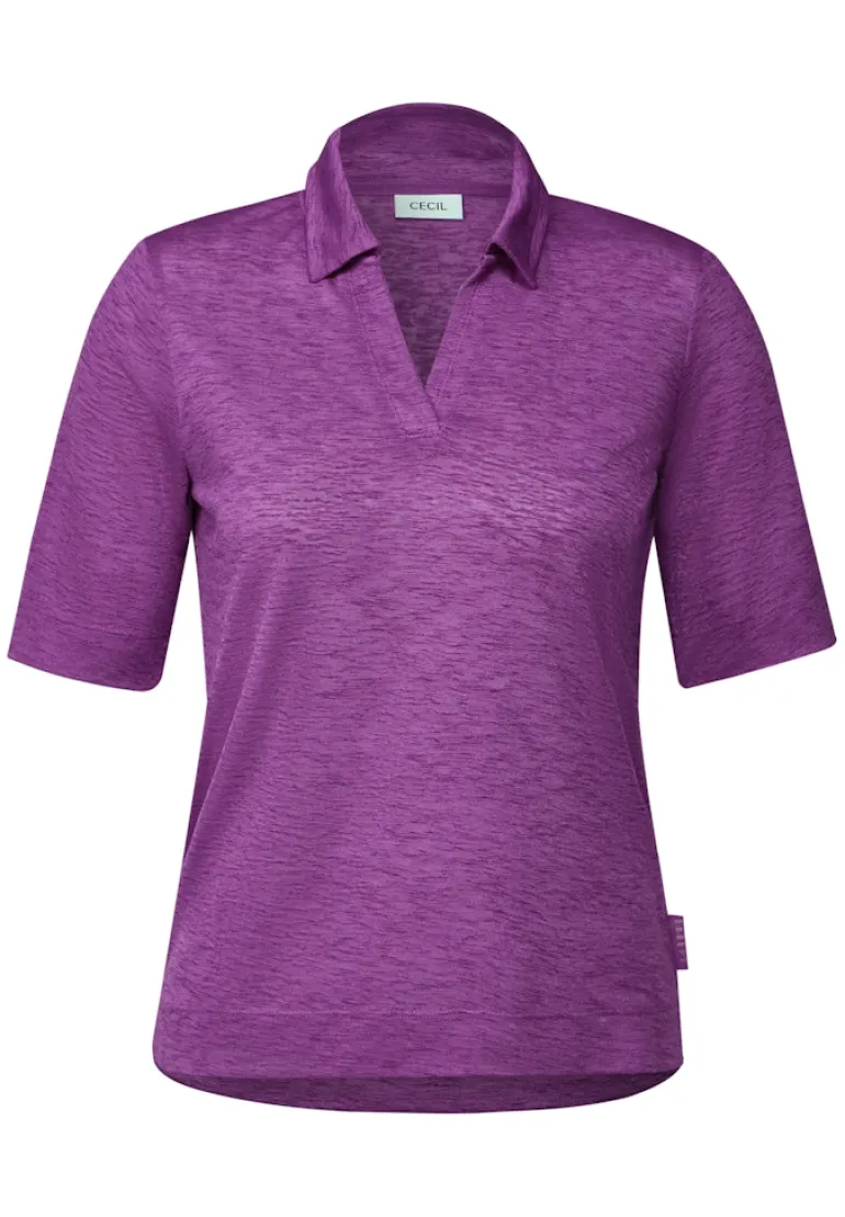 Poloshirt in Leinen-Optik magenta lacquer