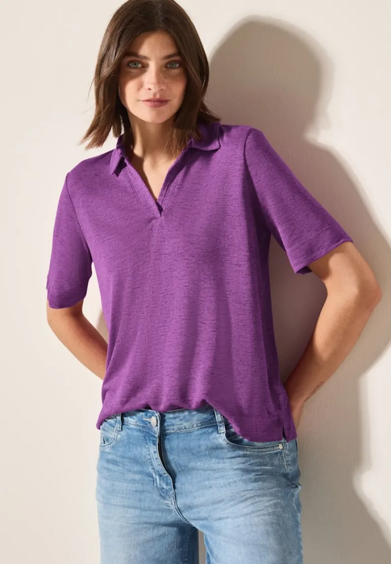 Poloshirt in Leinen-Optik magenta lacquer