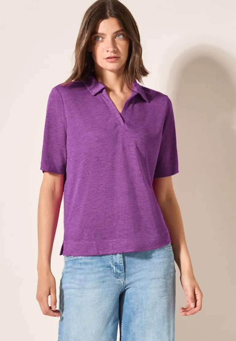 Poloshirt in Leinen-Optik magenta lacquer