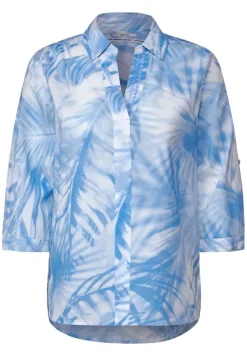 Printbluse in Light Cotton tranquil blue