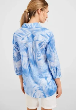 Printbluse in Light Cotton tranquil blue