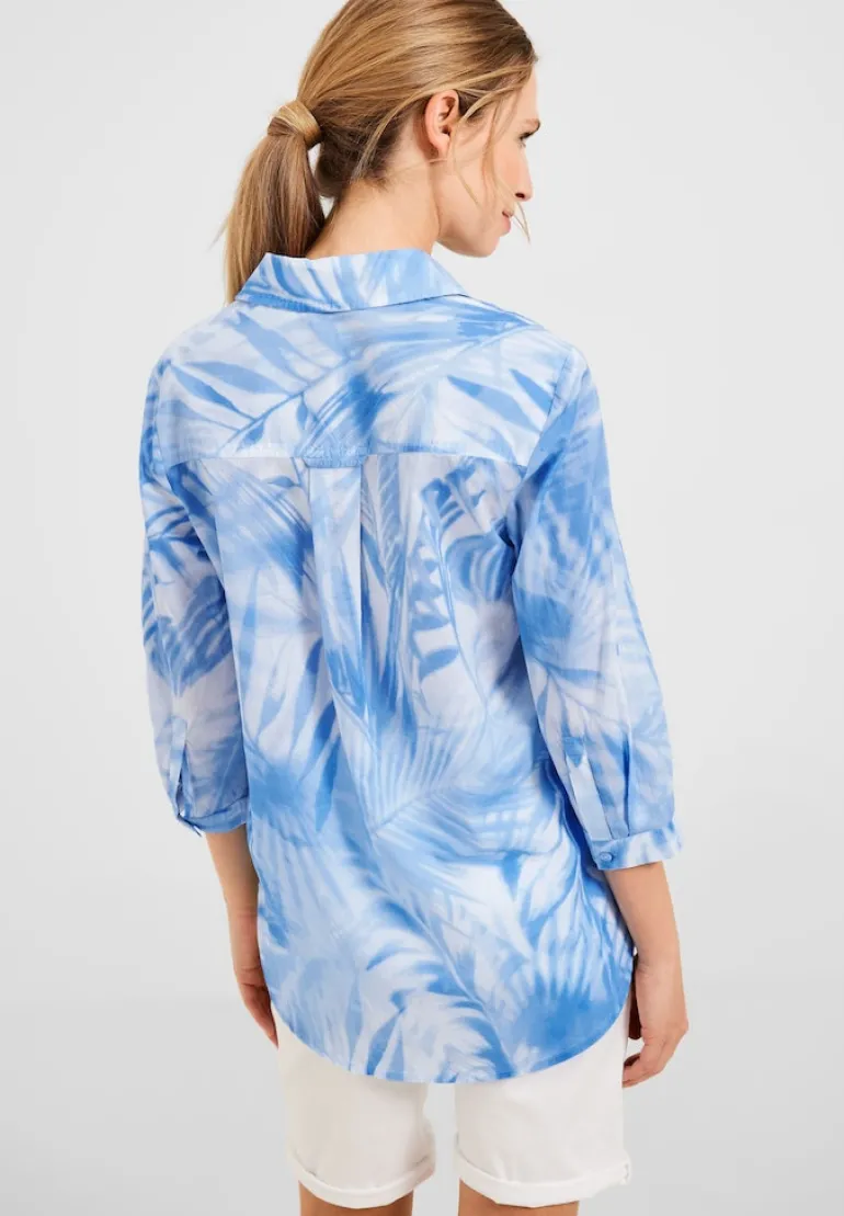 Printbluse in Light Cotton tranquil blue