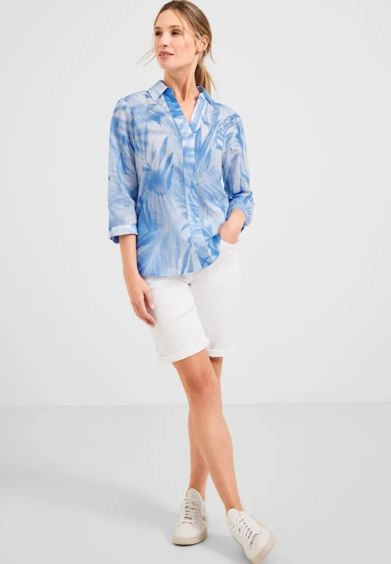 Printbluse in Light Cotton tranquil blue