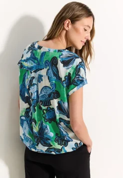 Print Viskose Bluse vanilla white