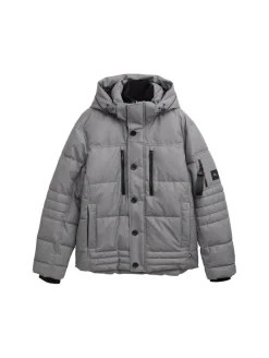 Puffer-Jacke mit abnehmbarer Kapuze mid grey melange structure