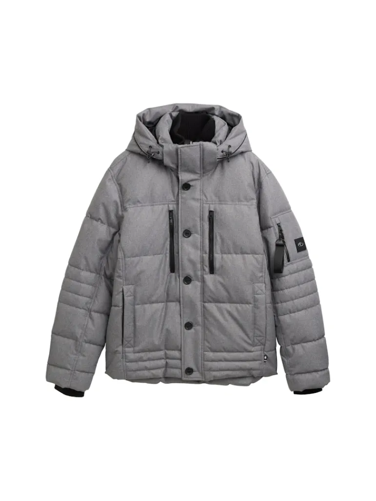 Puffer-Jacke mit abnehmbarer Kapuze mid grey melange structure