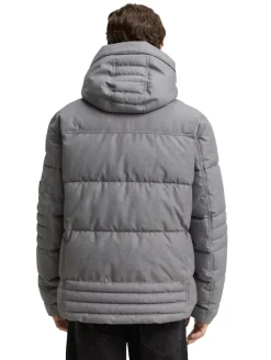 Puffer-Jacke mit abnehmbarer Kapuze mid grey melange structure
