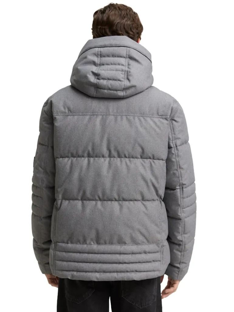 Puffer-Jacke mit abnehmbarer Kapuze mid grey melange structure