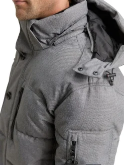 Puffer-Jacke mit abnehmbarer Kapuze mid grey melange structure