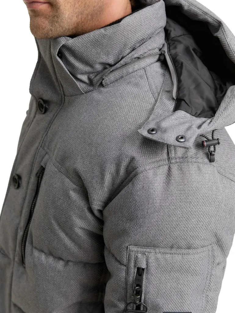Puffer-Jacke mit abnehmbarer Kapuze mid grey melange structure