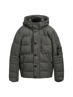 Pufferjacke mit abnehmbarer Kapuze grey garment dye structure