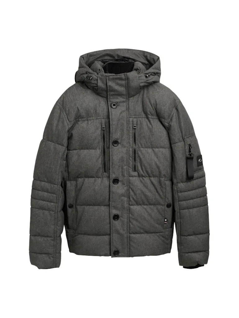 Pufferjacke mit abnehmbarer Kapuze grey garment dye structure
