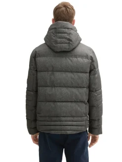Pufferjacke mit abnehmbarer Kapuze grey garment dye structure