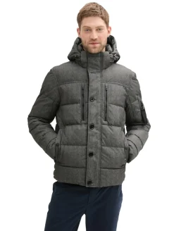 Pufferjacke mit abnehmbarer Kapuze grey garment dye structure
