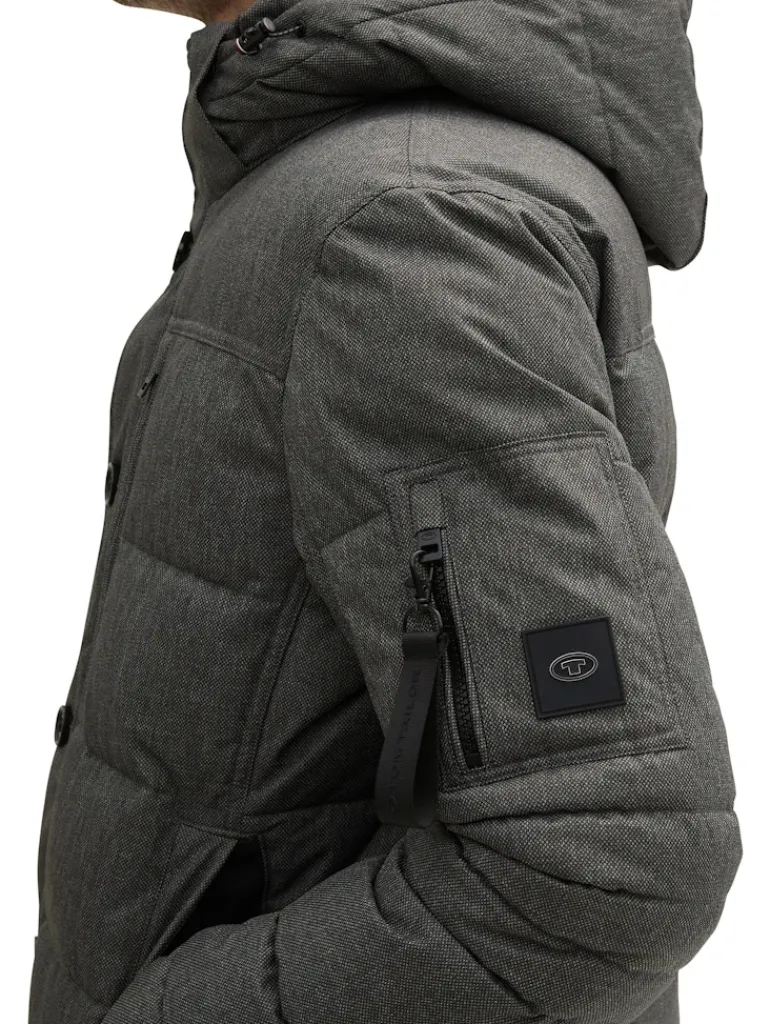 Pufferjacke mit abnehmbarer Kapuze grey garment dye structure