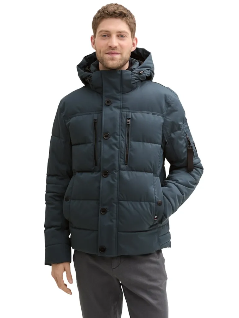 Pufferjacke mit abnehmbarer Kapuze stormy blue