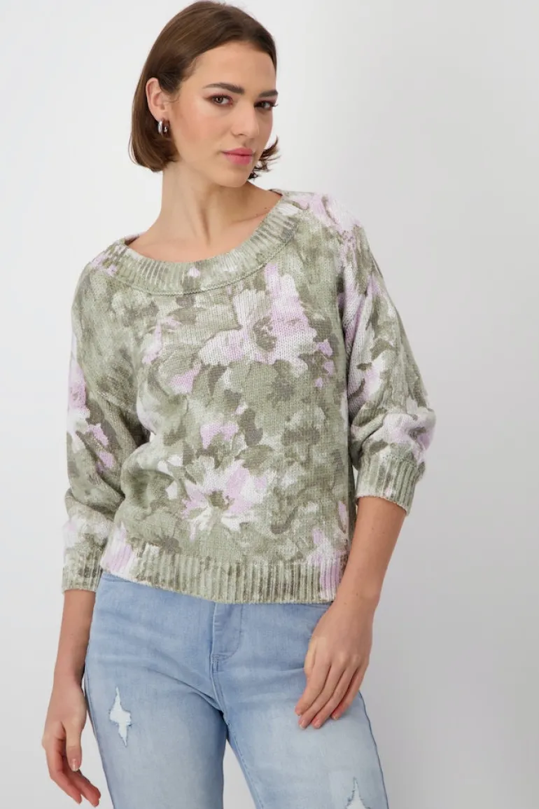 Pullover mit Blumenmuster sage gemustert