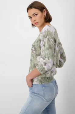 Pullover mit Blumenmuster sage gemustert