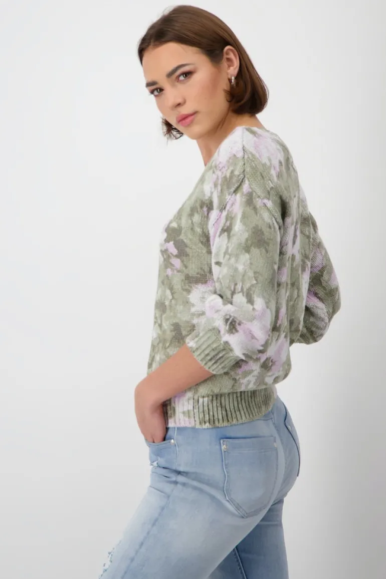 Pullover mit Blumenmuster sage gemustert