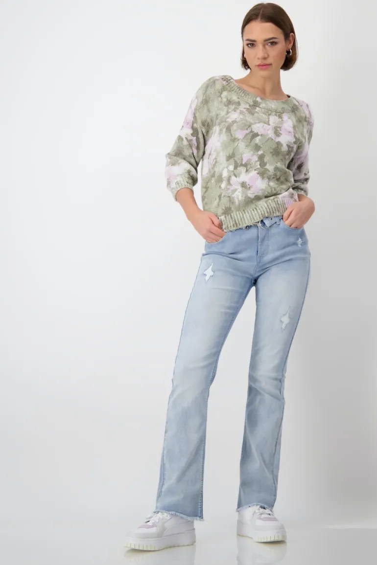 Pullover mit Blumenmuster sage gemustert