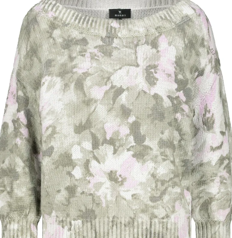Pullover mit Blumenmuster sage gemustert
