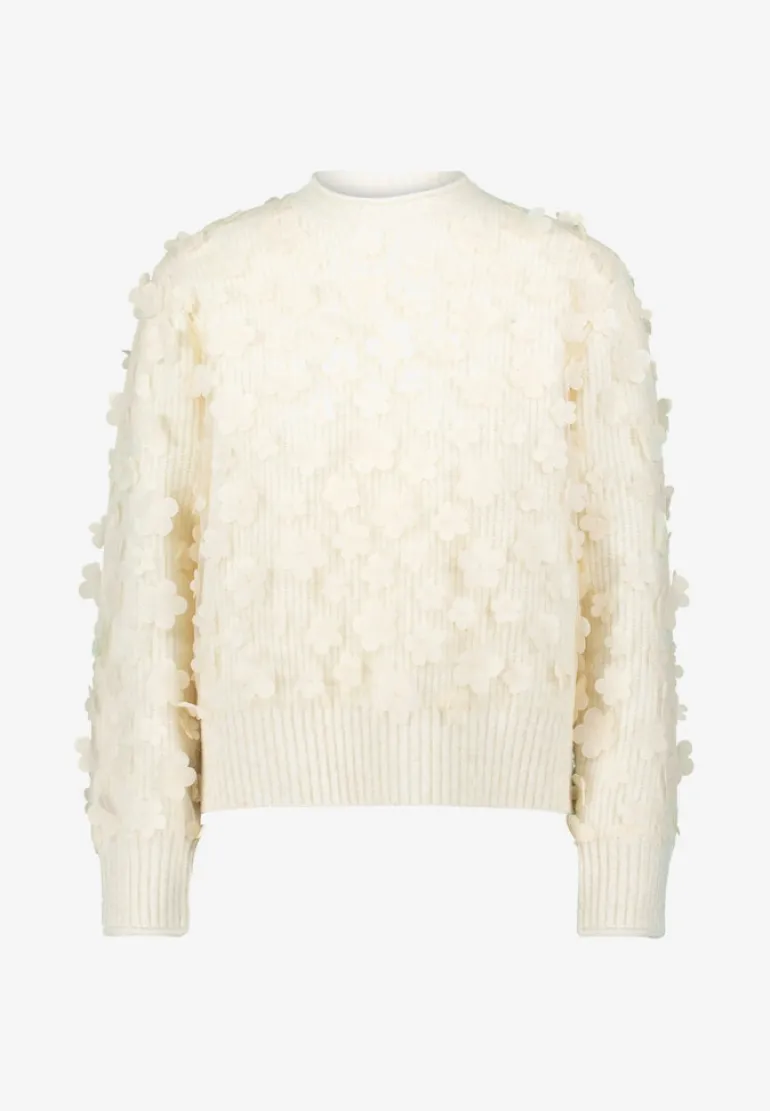 Pullover mit 3D Blüten eggnog