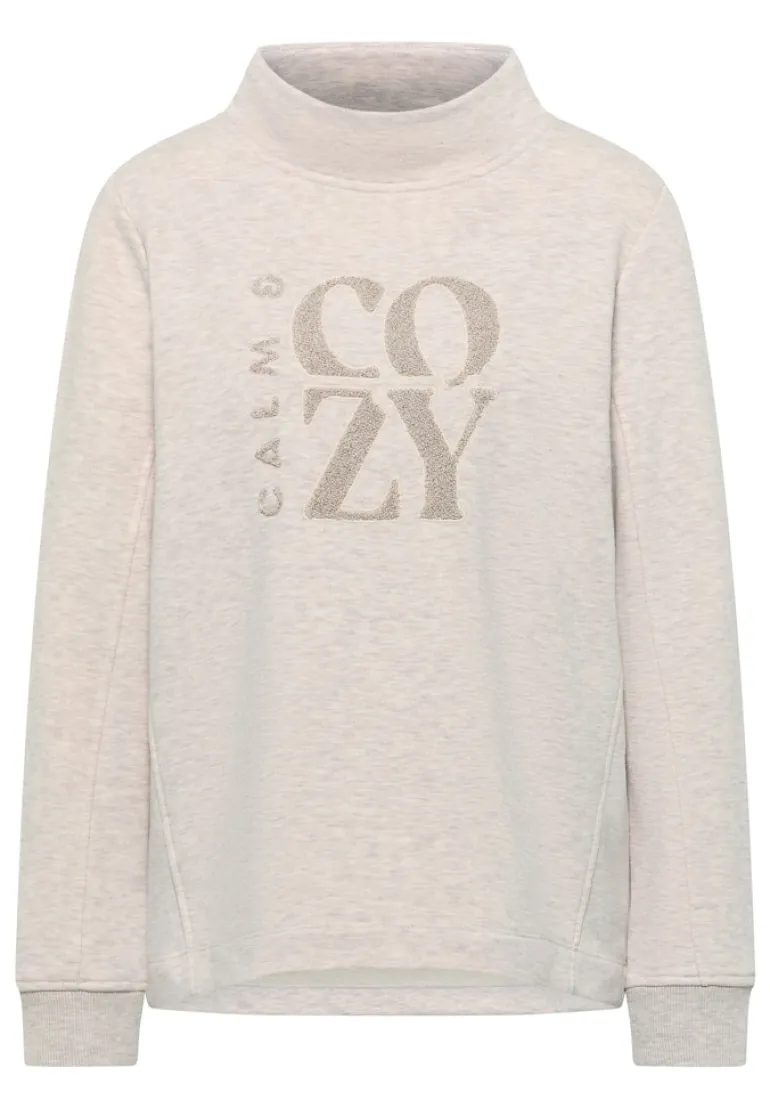 Pullover mit Embroidery oat milk beige melange