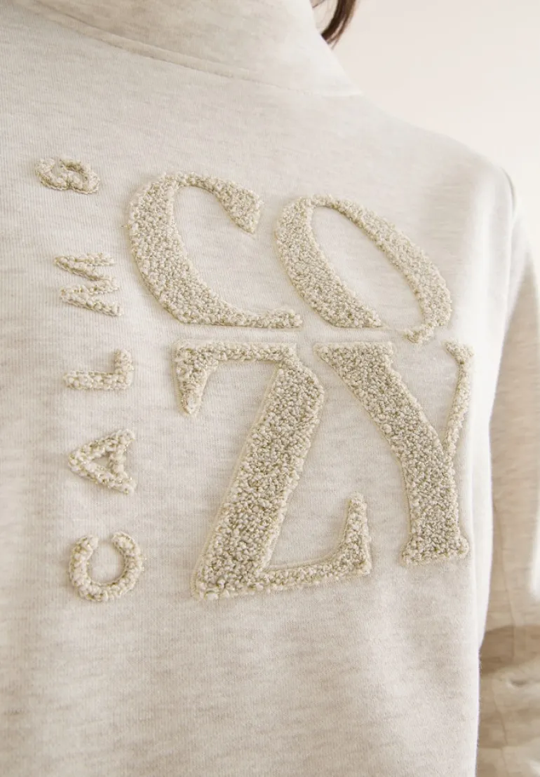 Pullover mit Embroidery oat milk beige melange