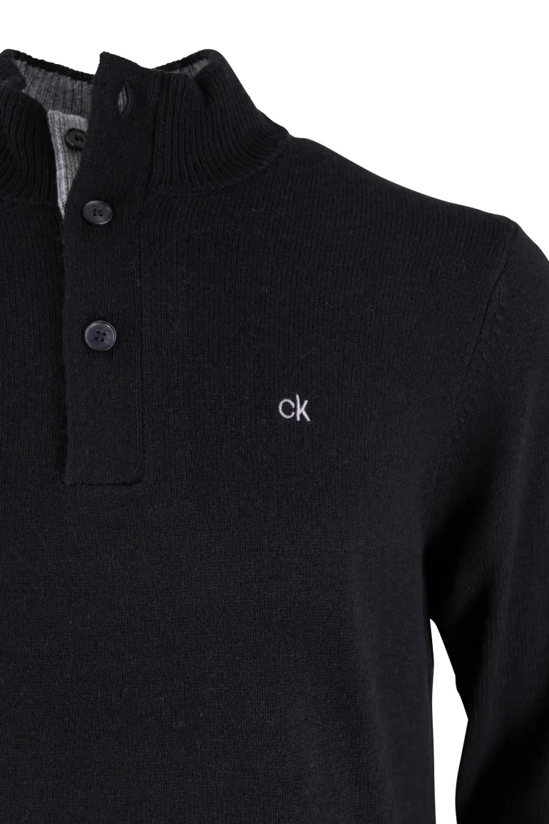 Pullover mit Knopfleiste schwarz
