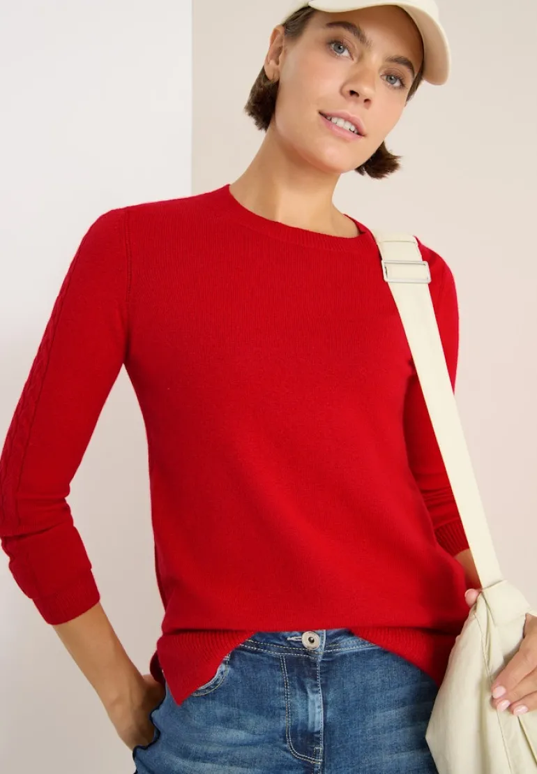 Pullover mit Strickdetail fiery red