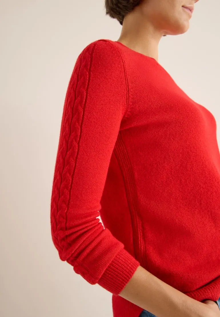 Pullover mit Strickdetail fiery red
