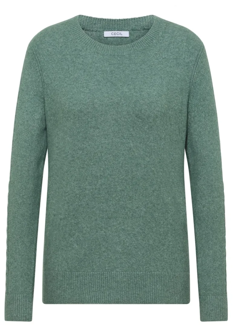 Pullover mit Strickdetail jewel green melange
