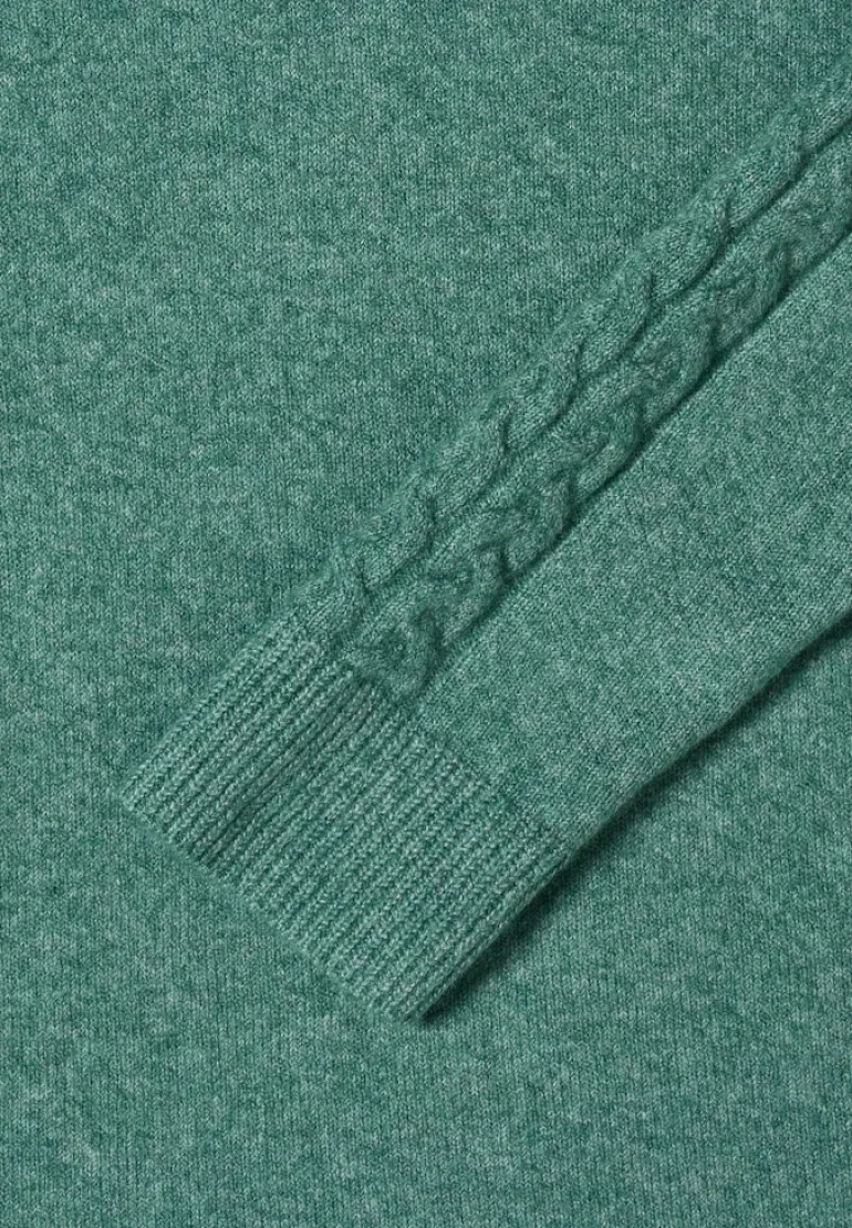 Pullover mit Strickdetail jewel green melange