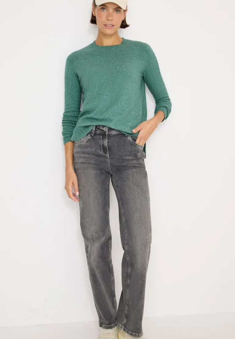Pullover mit Strickdetail jewel green melange