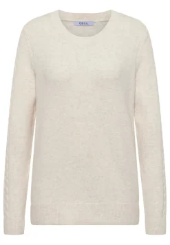 Pullover mit Strickdetail oat milk beige melange