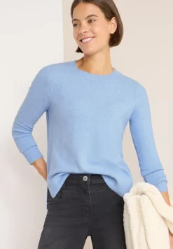 Pullover mit Strickdetail sporty light blue melange