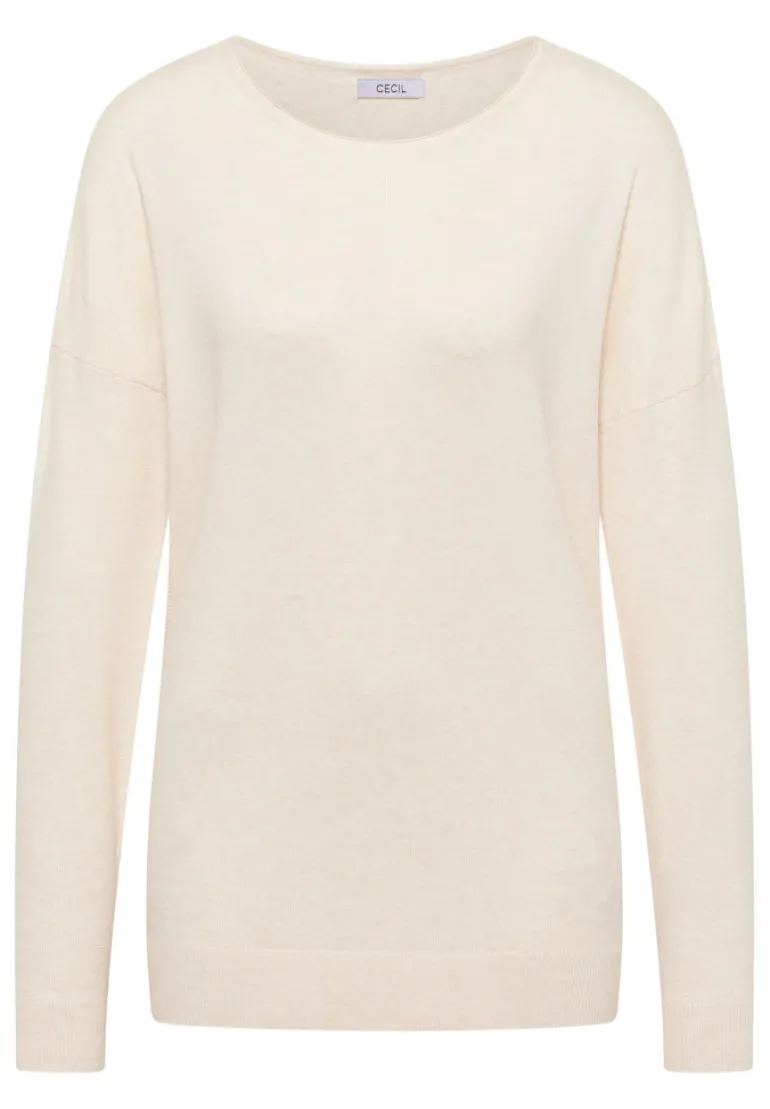 Pullover mit Strukturdetail oat milk beige melange