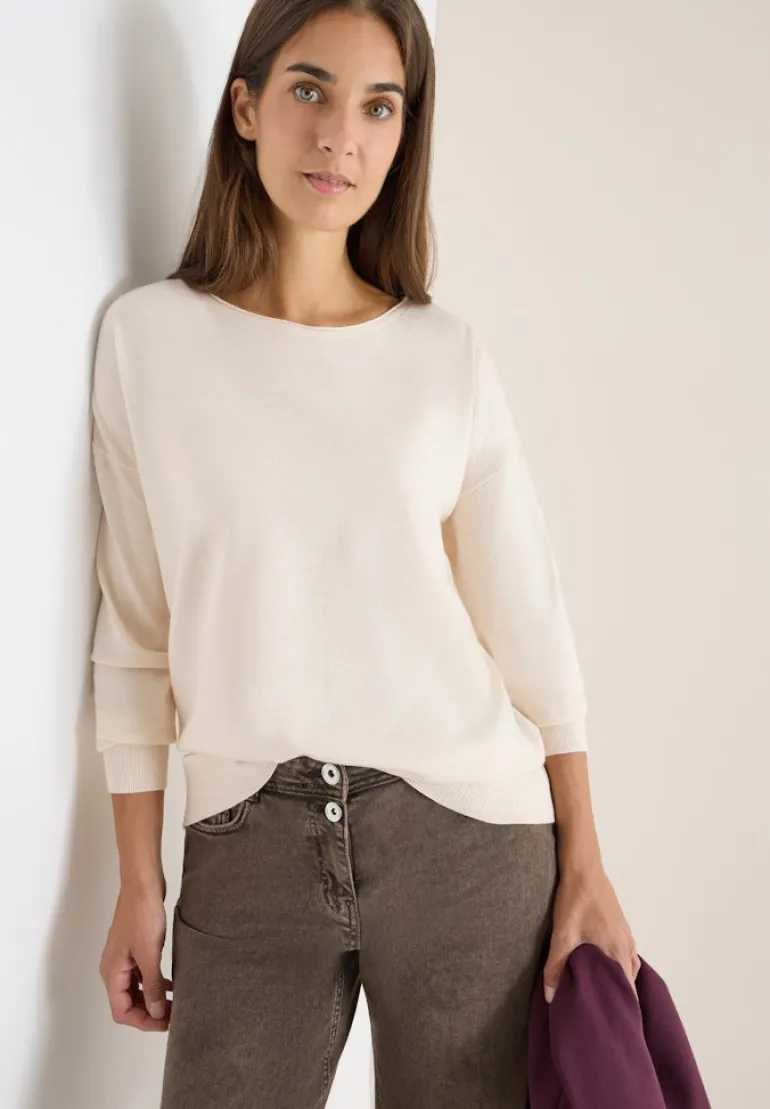 Pullover mit Strukturdetail oat milk beige melange
