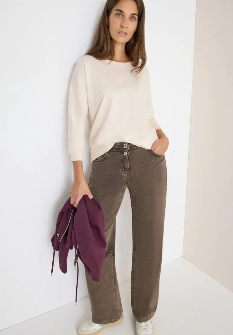 Pullover mit Strukturdetail oat milk beige melange