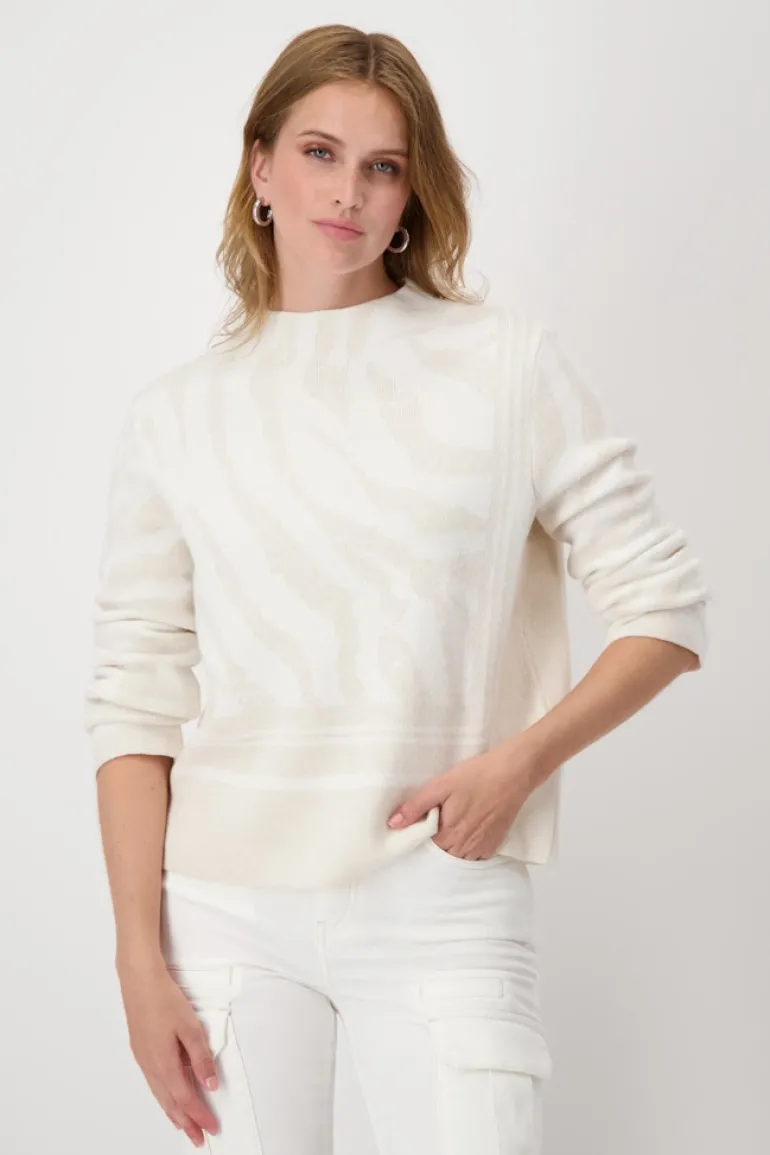 Pullover mit Tigermuster off-white gemustert