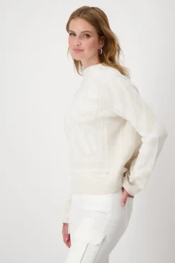 Pullover mit Tigermuster off-white gemustert