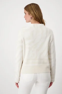 Pullover mit Tigermuster off-white gemustert
