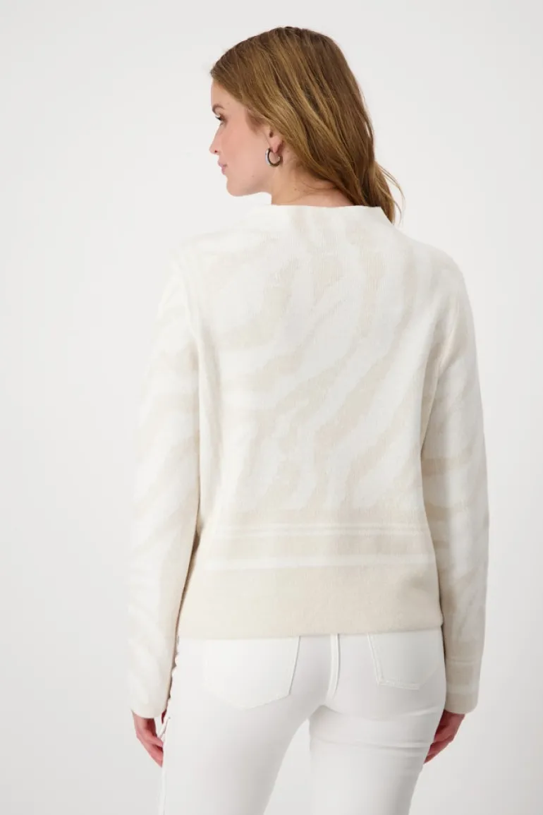 Pullover mit Tigermuster off-white gemustert