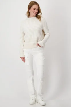 Pullover mit Tigermuster off-white gemustert