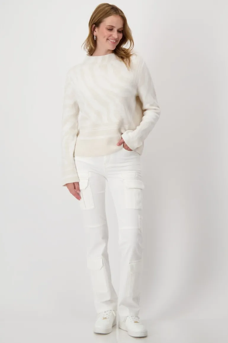 Pullover mit Tigermuster off-white gemustert