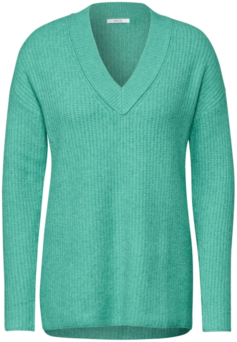 Pullover mit V-Ausschnitt aventurine green melange