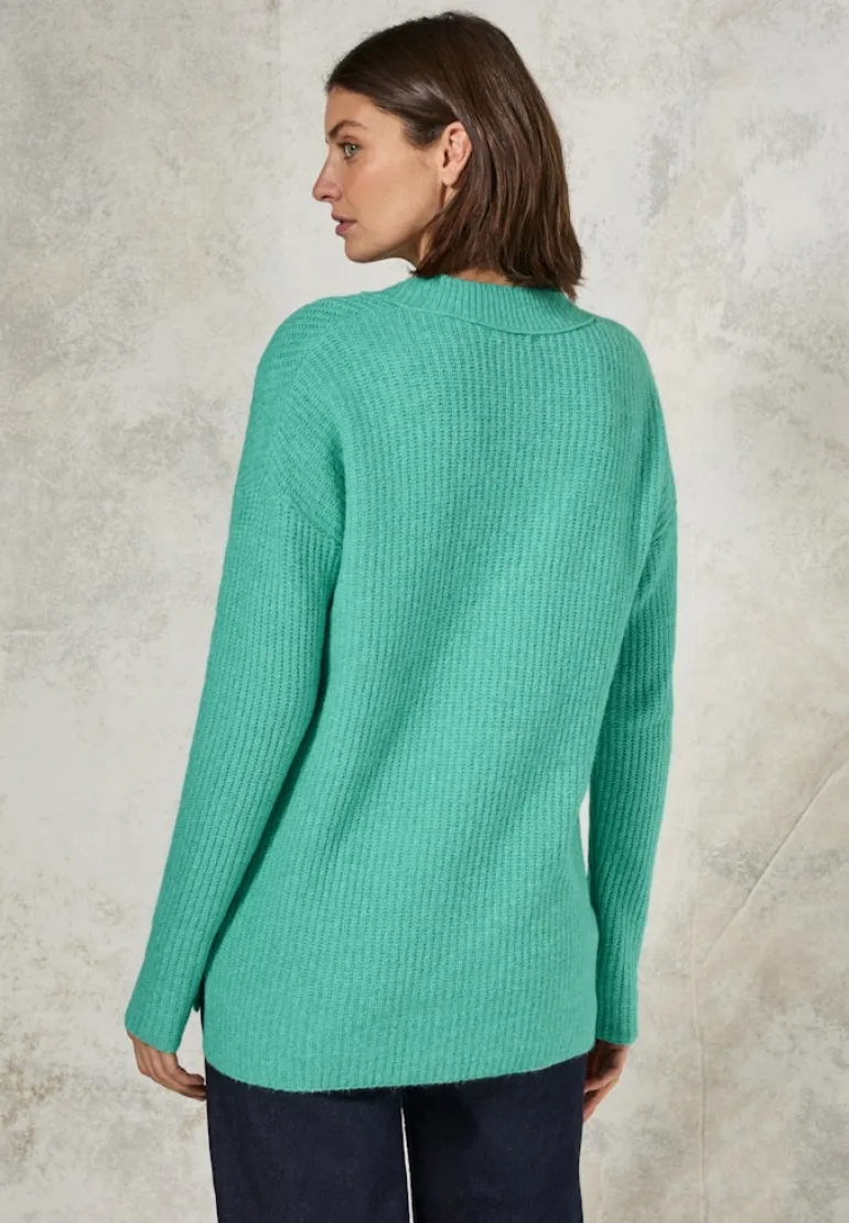 Pullover mit V-Ausschnitt aventurine green melange